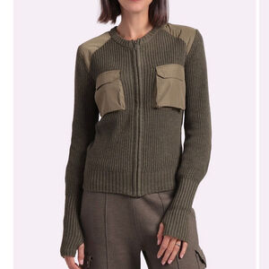 Minnie Rose Cotton Cashmere Shaker Utility Zip Up Cardigan Jacket Size XS